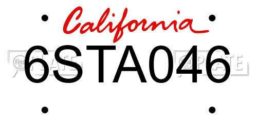 6STA046 California License Plate
