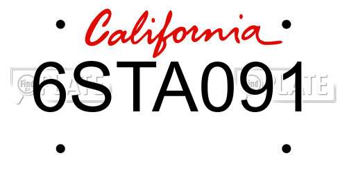6STA091 California License Plate