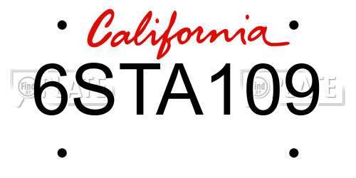 6STA109 California License Plate