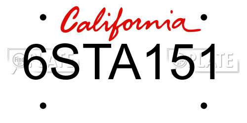 6STA151 California License Plate