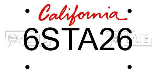 6STA26 California License Plate