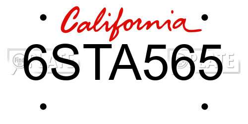 6STA565 California License Plate