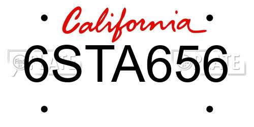 6STA656 California License Plate