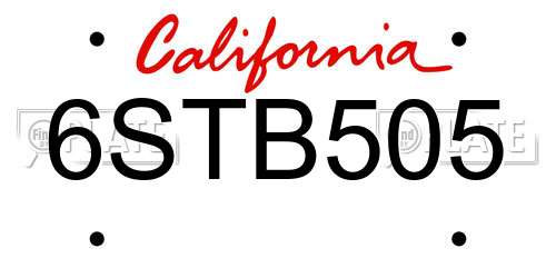 6STB505 California License Plate