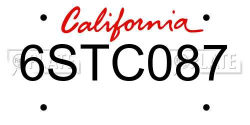6STC087 California License Plate