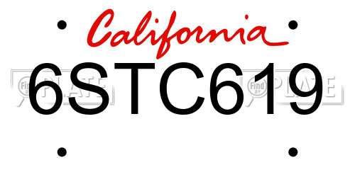 6STC619 California License Plate
