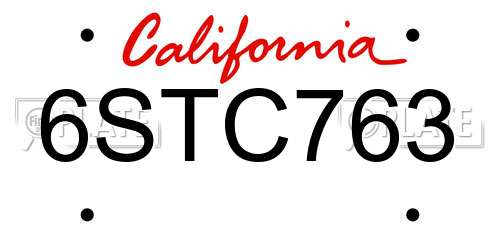 6STC763 California License Plate