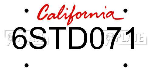 6STD071 California License Plate