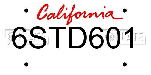 6STD601 California License Plate