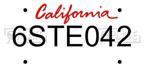 6STE042 California License Plate