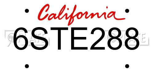 6STE288 California License Plate