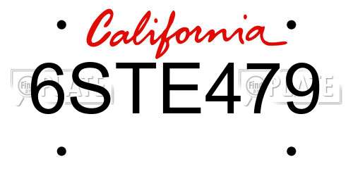 6STE479 California License Plate
