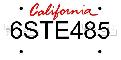 6STE485 California License Plate