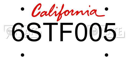 6STF005 California License Plate