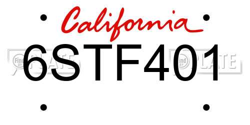 6STF401 California License Plate
