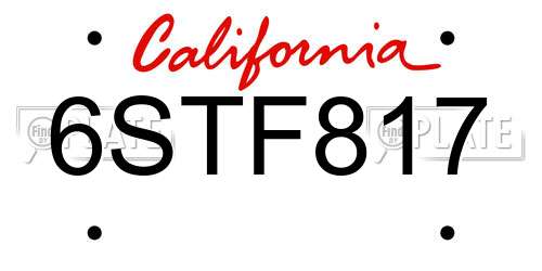 6STF817 California License Plate