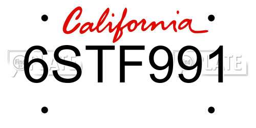 6STF991 California License Plate