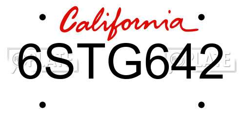 6STG642 California License Plate
