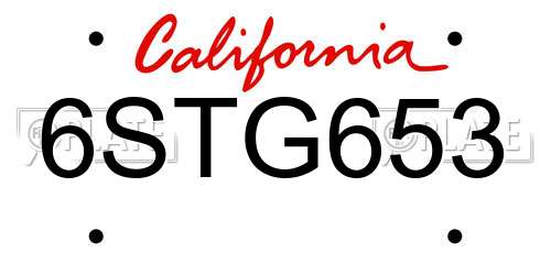 6STG653 California License Plate