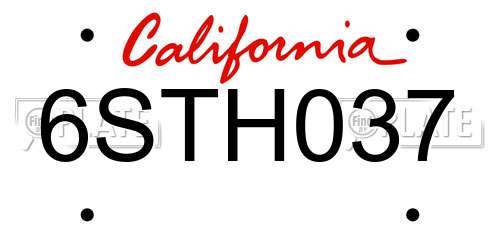 6STH037 California License Plate
