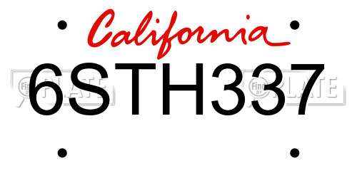 6STH337 California License Plate
