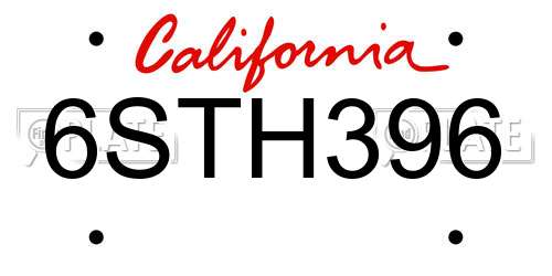 6STH396 California License Plate