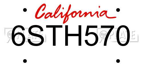 6STH570 California License Plate