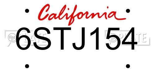 6STJ154 California License Plate