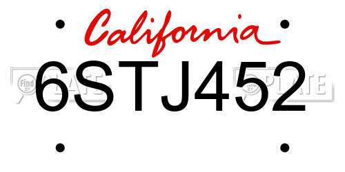 6STJ452 California License Plate