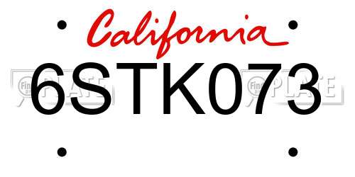 6STK073 California License Plate