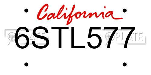 6STL577 California License Plate