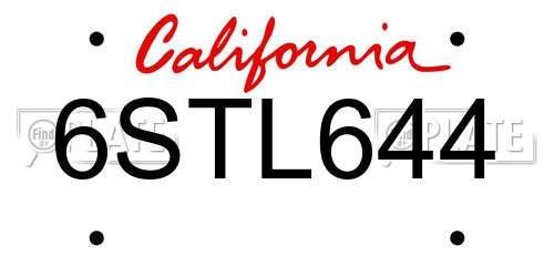 6STL644 California License Plate