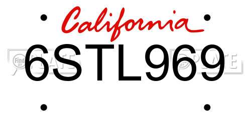 6STL969 California License Plate
