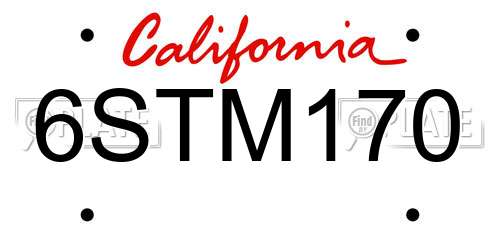 6STM170 California License Plate