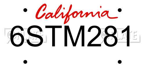 6STM281 California License Plate