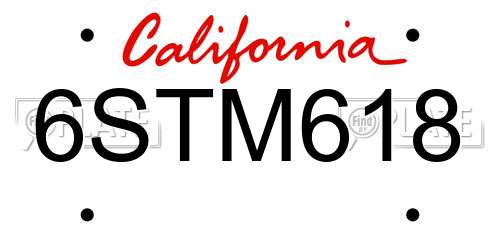 6STM618 California License Plate