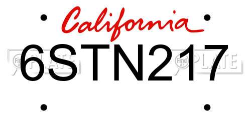 6STN217 California License Plate