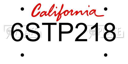 6STP218 California License Plate
