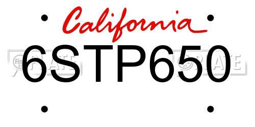 6STP650 California License Plate