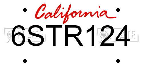 6STR124 California License Plate