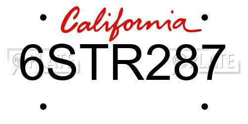 6STR287 California License Plate