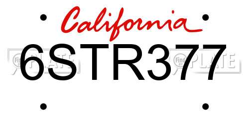 6STR377 California License Plate