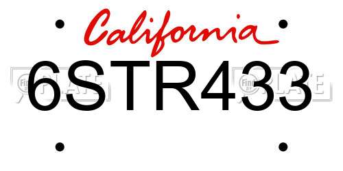 6STR433 California License Plate