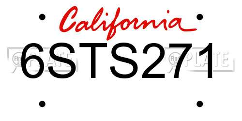 6STS271 California License Plate