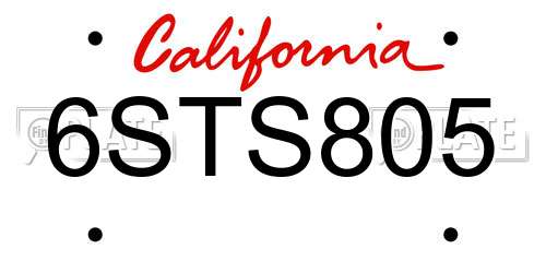 6STS805 California License Plate