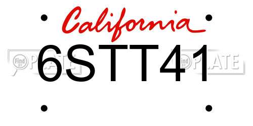 6STT41 California License Plate