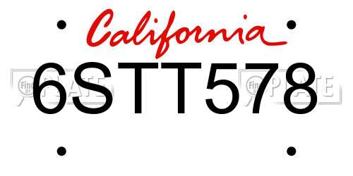 6STT578 California License Plate