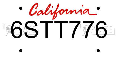 6STT776 California License Plate