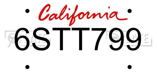 6STT799 California License Plate