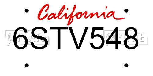 6STV548 California License Plate
